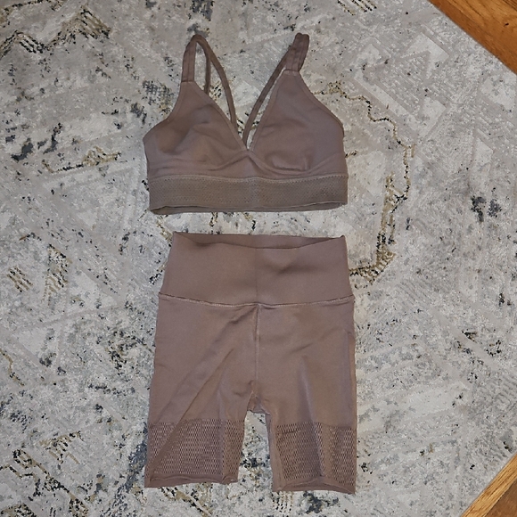 Fabletics Other - Fabletics Brown Sports Bra and Shorts Set